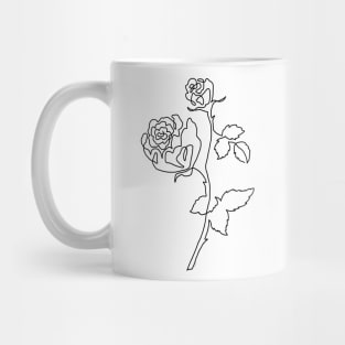 Rose Art Minimal One Line Drawing Modern Roses Flower Mug